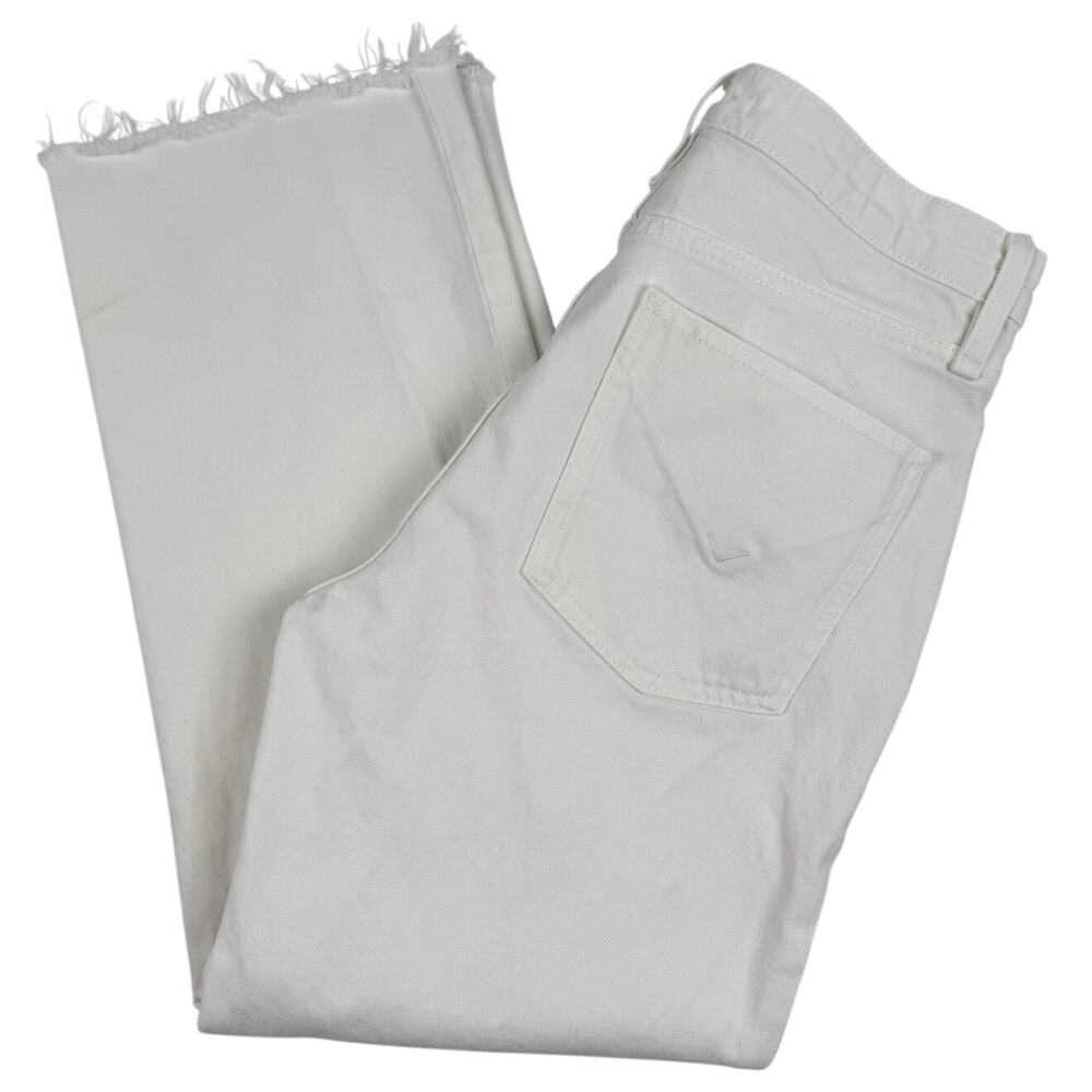 Hudson Remi Straight Cropped White High Rise Jeans Women’s 27 Raw Hem Denim